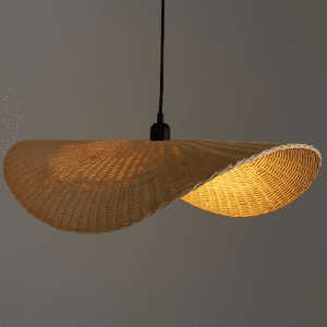 Cane lamps used in sustainable architecture project in India